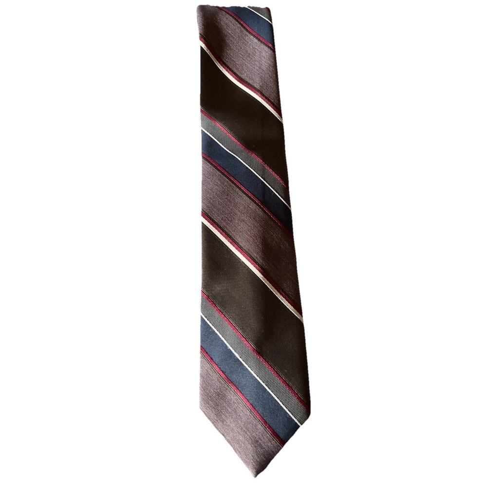 Vintage 70's style Johnny Carson Striped Tie Polyester Brown Necktie